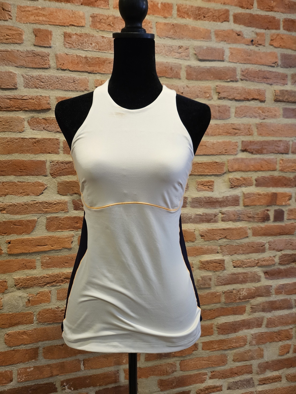lululemon athletica Cream Racerback Tank with Black Side Panels